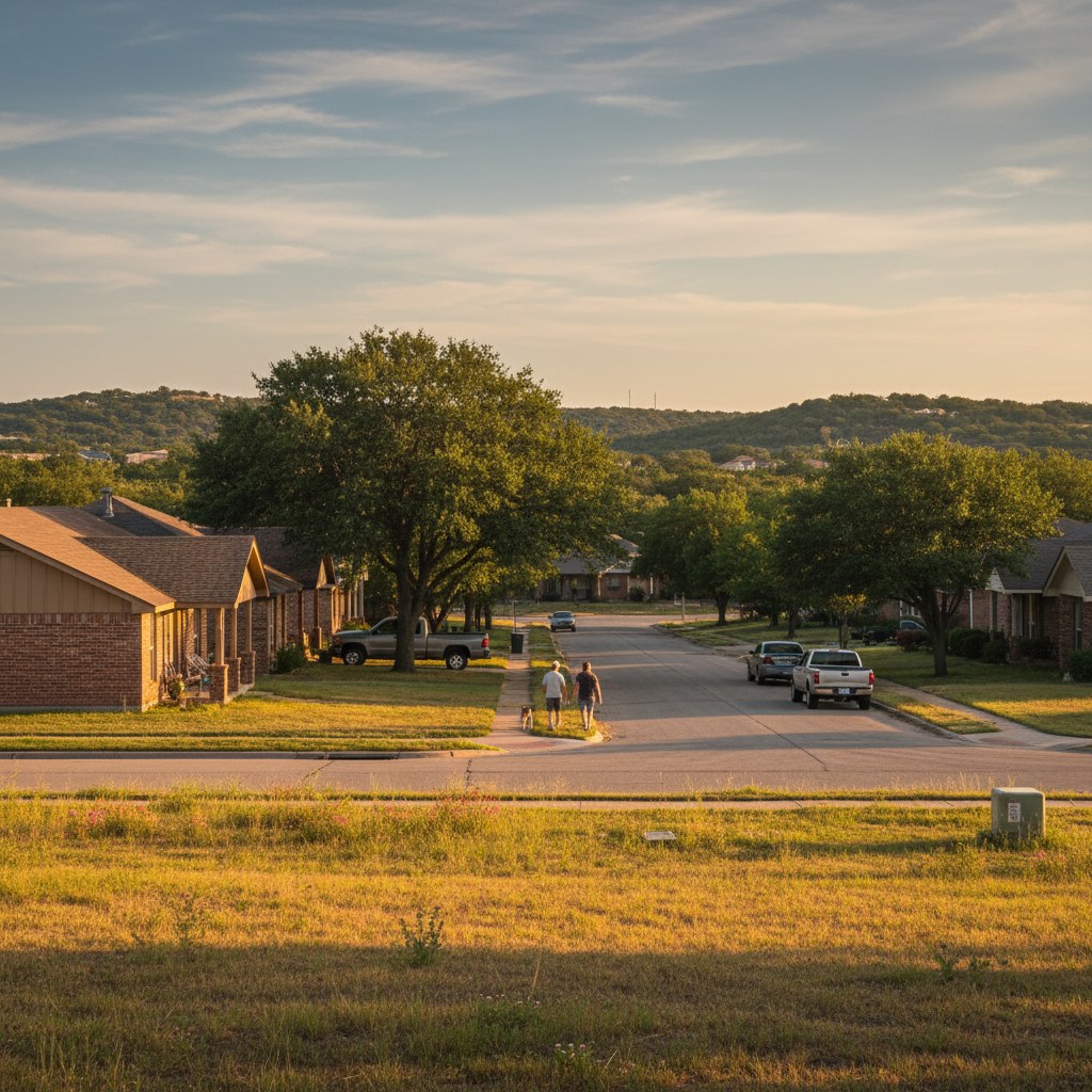a street scene in Blue Mound, TX