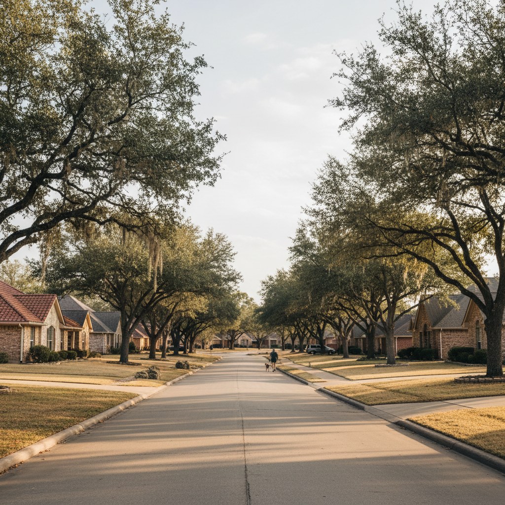a street scene in Double Oak, TX