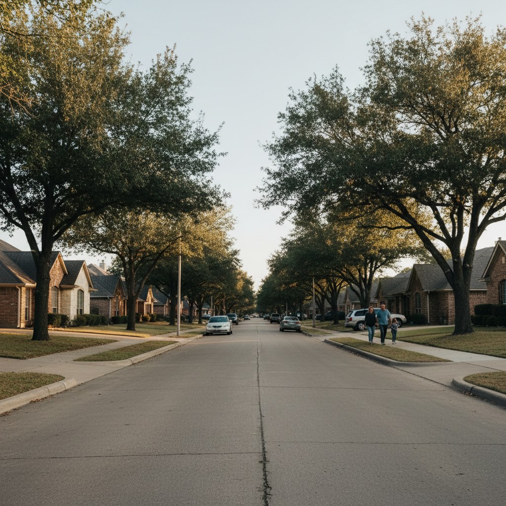 a street scene in Farmers Branch, TX