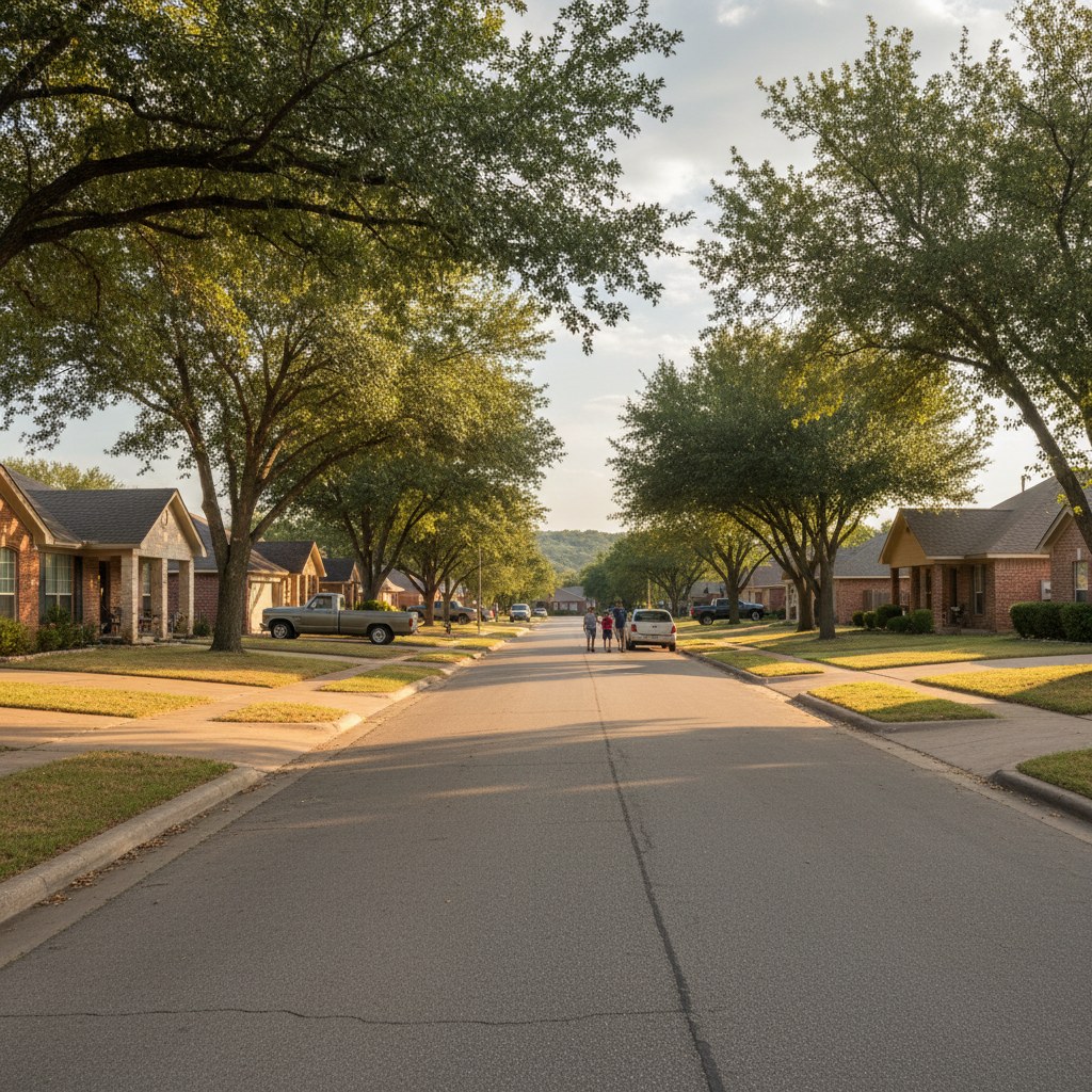 a street scene in Forest Hill, TX