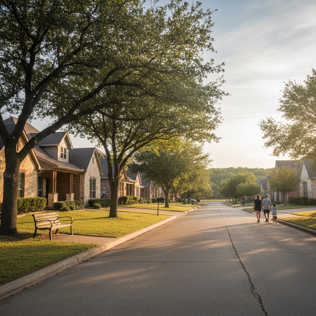 a street scene in Hebron, TX
