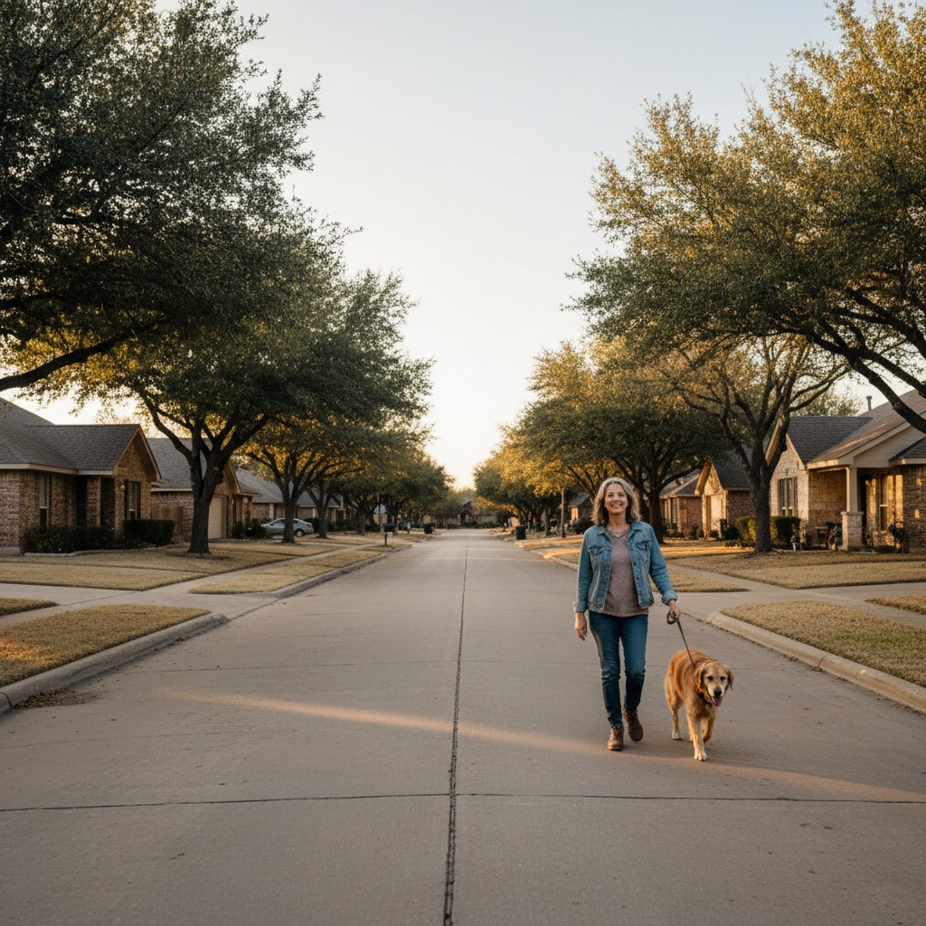 a street scene in Hickory Creek, TX
