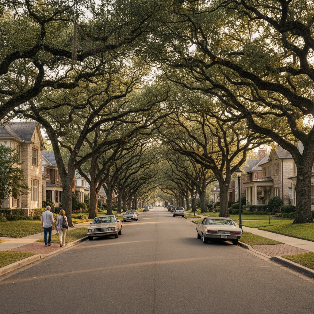 a street scene in Highland Park, TX