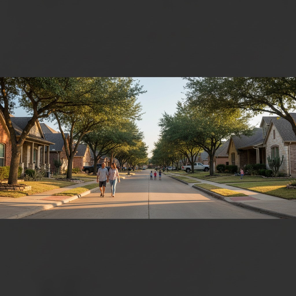 a street scene in Highland Village, TX