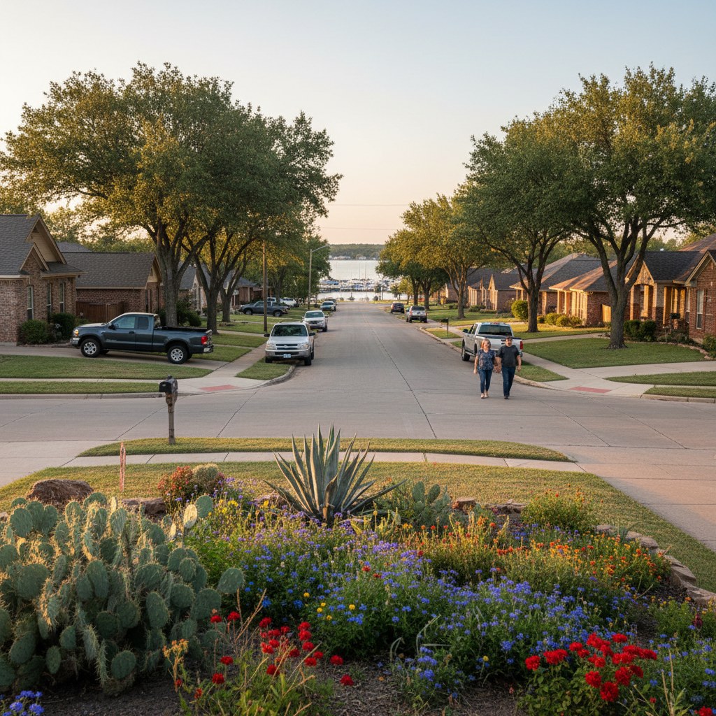 a street scene in Lake Dallas, TX