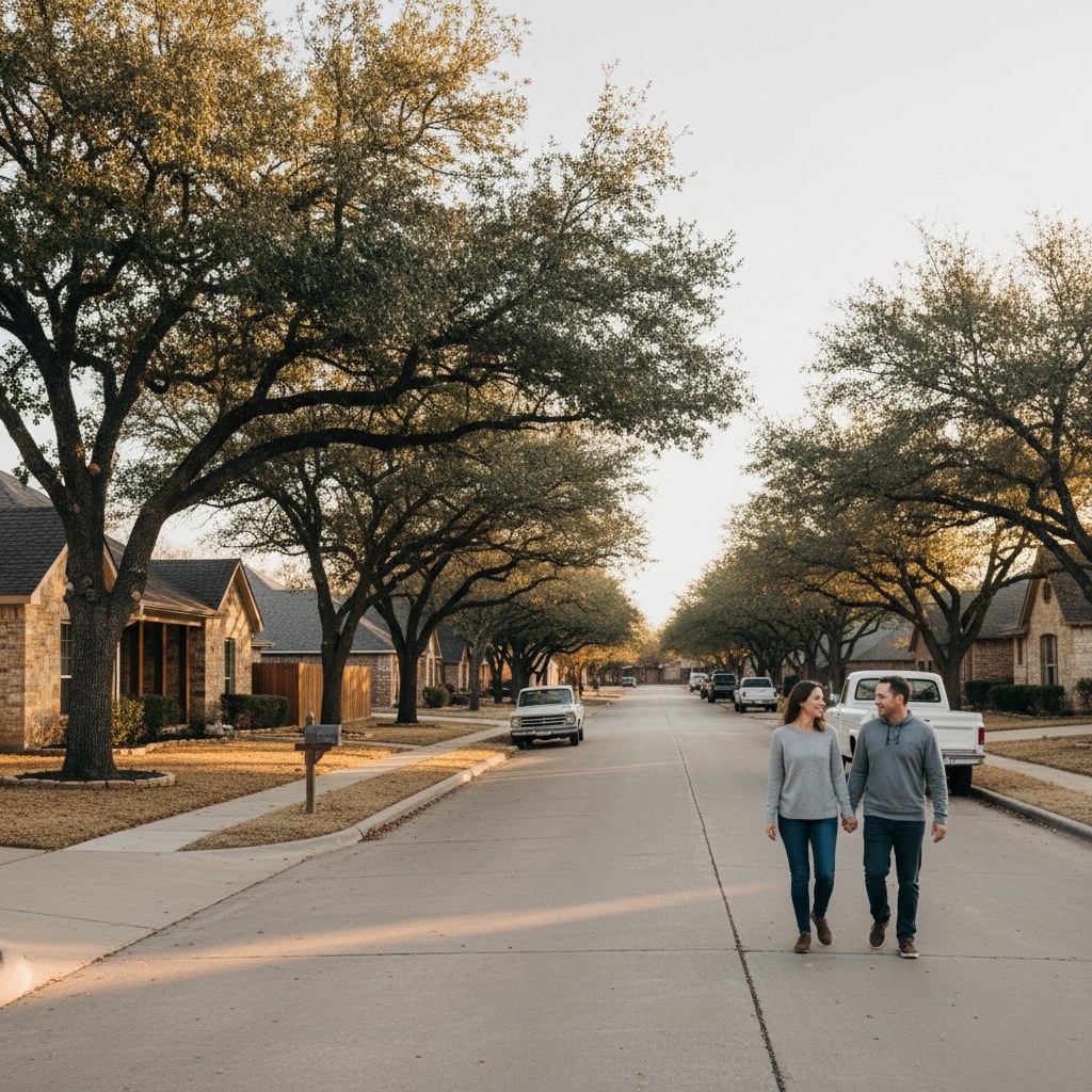 a street scene in Oak Point, TX