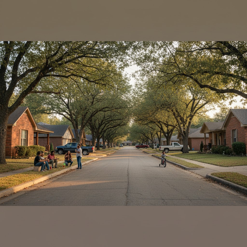 a street scene in Pecan Acres, TX