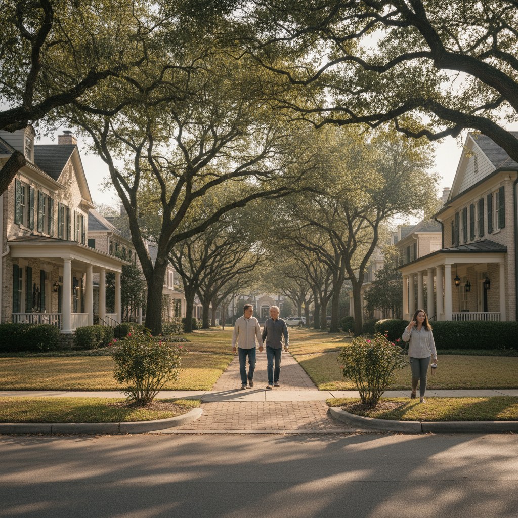 a street scene in River Oaks, TX