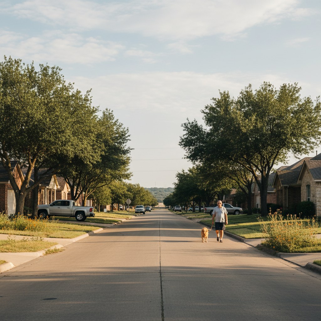 a street scene in Roanoke, TX